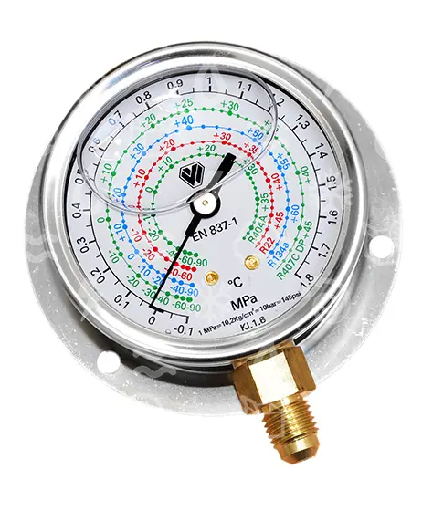 manometr nízkotlaký olejový WIGAM, 60 mm, R134a, R404A, 1/4
